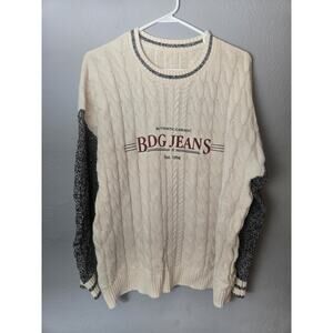 BDG Jeans Women's Size Large Chunky Cable Knit Spliced Oversized Sweater